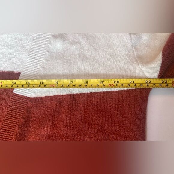 Colorblock Boutique Open Cardigan Size Large Pockets White Orange Blue - Picture 3 of 6